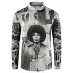 Angela Davis Black History Rights Activism Button Sweatshirt Vintage Newspaper Collage Retro Protest Art
