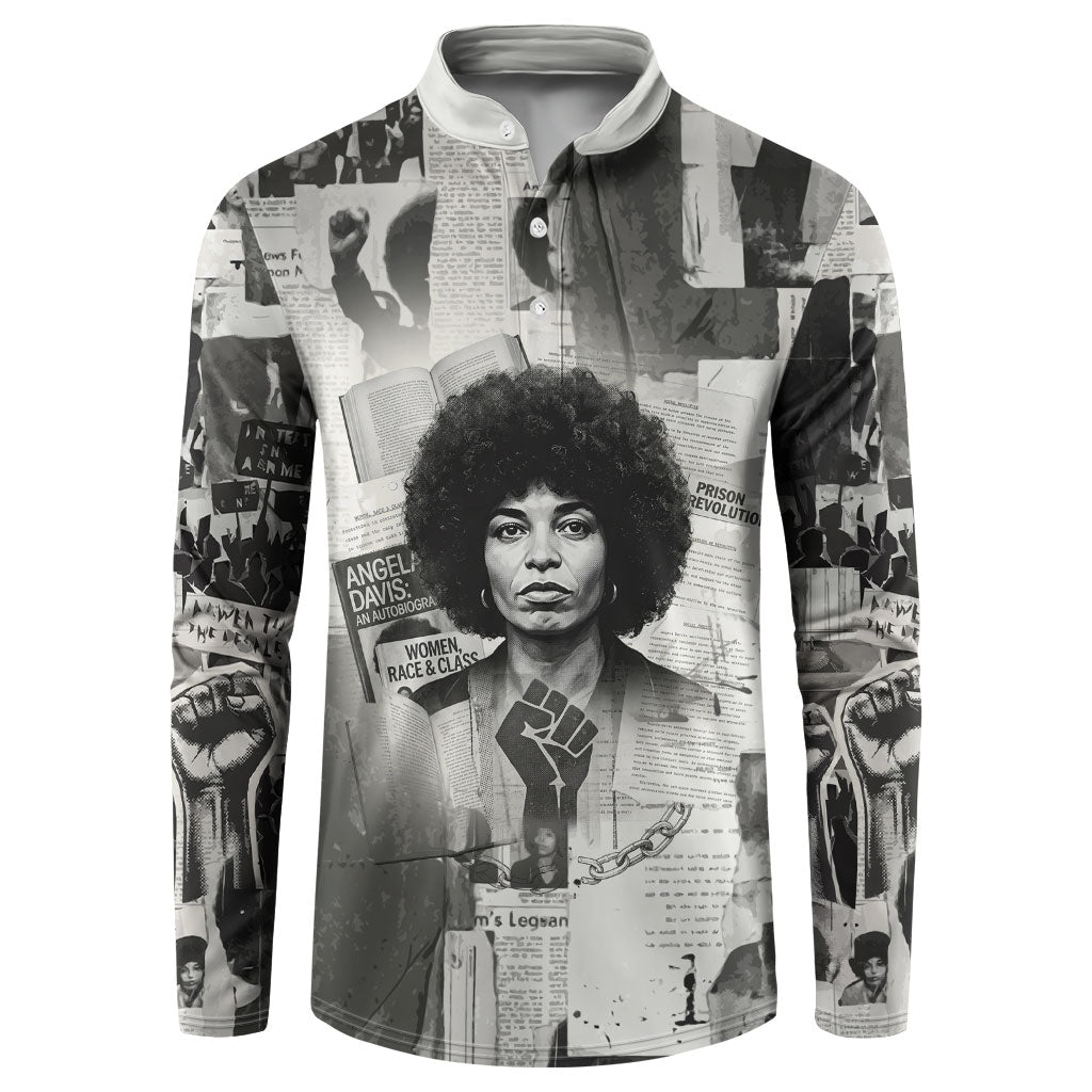 Angela Davis Black History Rights Activism Button Sweatshirt Vintage Newspaper Collage Retro Protest Art