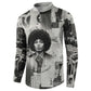 Angela Davis Black History Rights Activism Button Sweatshirt Vintage Newspaper Collage Retro Protest Art