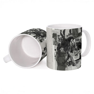 Angela Davis Black History Rights Activism Ceramic Mug Vintage Newspaper Collage Retro Protest Art