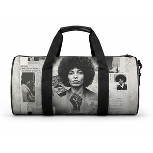 Angela Davis Black History Rights Activism Duffle Bag Vintage Newspaper Collage Retro Protest Art