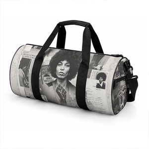 Angela Davis Black History Rights Activism Duffle Bag Vintage Newspaper Collage Retro Protest Art