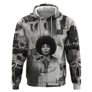 Angela Davis Black History Rights Activism Hoodie Vintage Newspaper Collage Retro Protest Art
