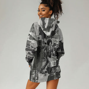 Angela Davis Black History Rights Activism Hoodie Dress Vintage Newspaper Collage Retro Protest Art