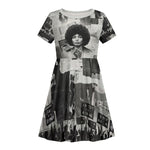 Angela Davis Black History Rights Activism Kid Short Sleeve Dress Vintage Newspaper Collage Retro Protest Art