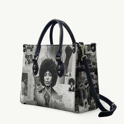 Angela Davis Black History Rights Activism Leather Bag Vintage Newspaper Collage Retro Protest Art