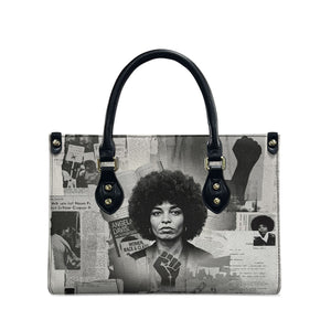 Angela Davis Black History Rights Activism Leather Bag Vintage Newspaper Collage Retro Protest Art