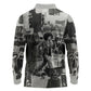 Angela Davis Black History Rights Activism Long Sleeve Polo Shirt Vintage Newspaper Collage Retro Protest Art