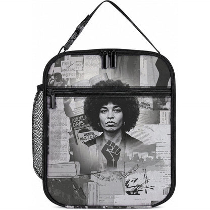 Angela Davis Black History Rights Activism Lunch Bag Vintage Newspaper Collage Retro Protest Art