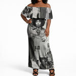Angela Davis Black History Rights Activism Off Shoulder Maxi Dress Vintage Newspaper Collage Retro Protest Art