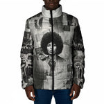 Angela Davis Black History Rights Activism Padded Jacket Vintage Newspaper Collage Retro Protest Art