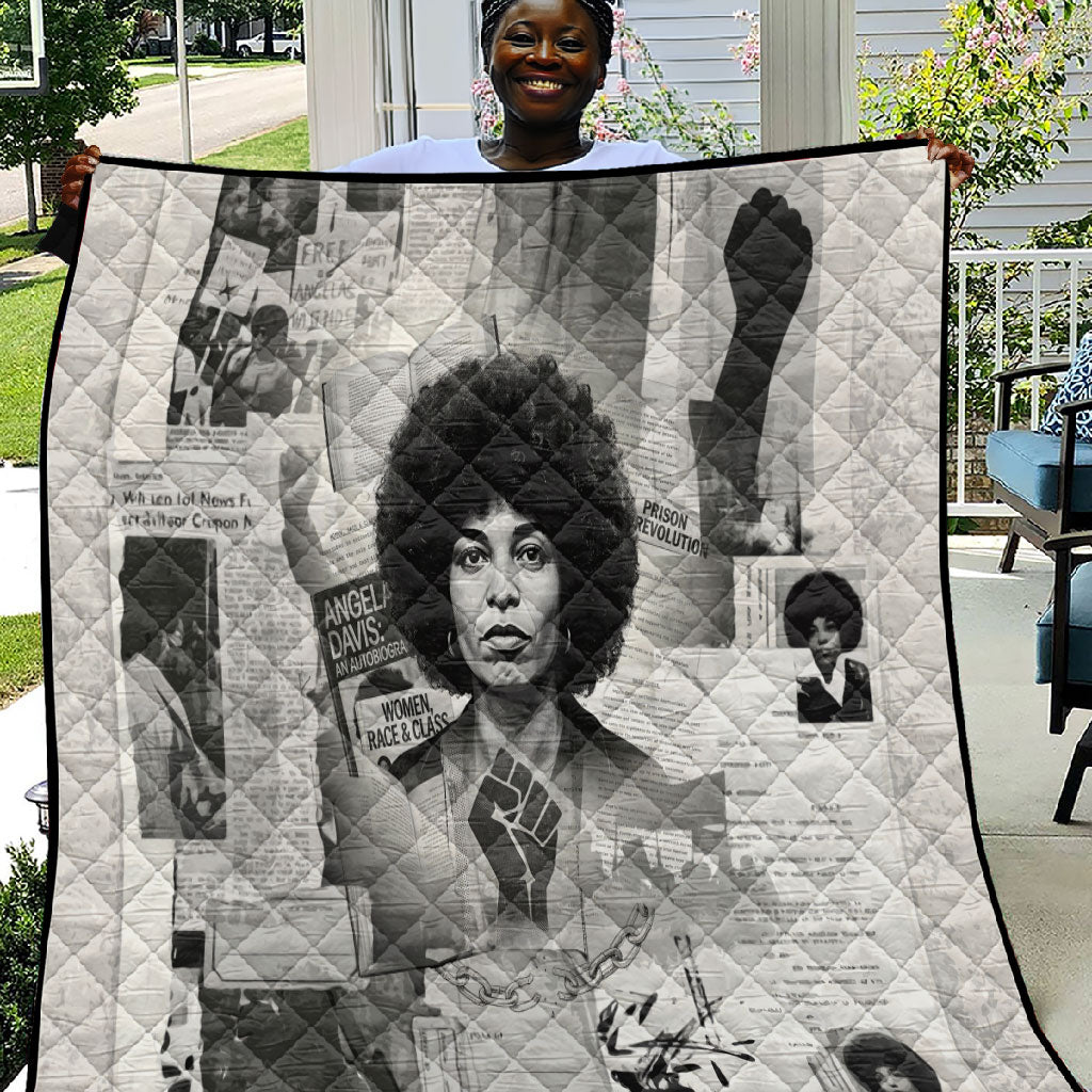 Angela Davis Black History Rights Activism Quilt Vintage Newspaper Collage Retro Protest Art