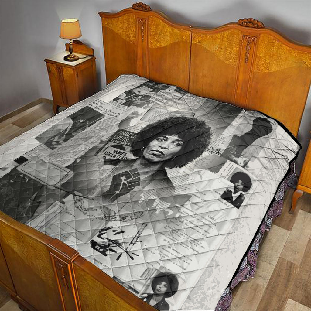 Angela Davis Black History Rights Activism Quilt Vintage Newspaper Collage Retro Protest Art