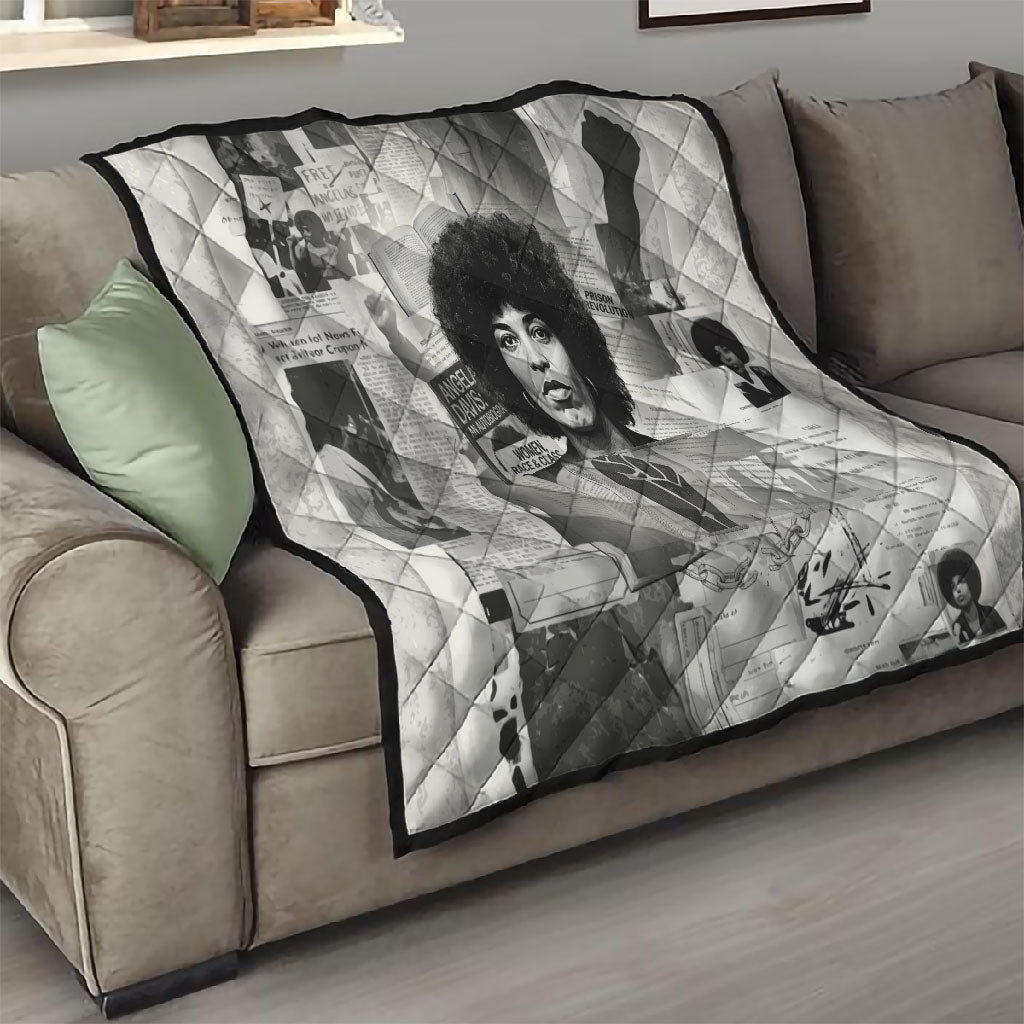 Angela Davis Black History Rights Activism Quilt Vintage Newspaper Collage Retro Protest Art