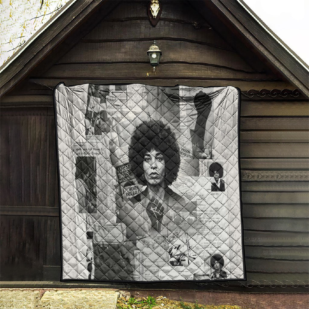 Angela Davis Black History Rights Activism Quilt Vintage Newspaper Collage Retro Protest Art