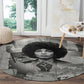 Angela Davis Black History Rights Activism Round Carpet Vintage Newspaper Collage Retro Protest Art