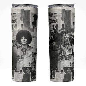 Angela Davis Black History Rights Activism Skinny Tumbler Vintage Newspaper Collage Retro Protest Art