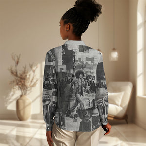 Angela Davis Black History Rights Activism Women Casual Shirt Vintage Newspaper Collage Retro Protest Art