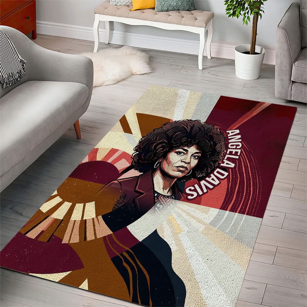 Angela Davis Black History Rights Activism Area Rug Abstract Geometric Pop Art Retro Civil Rights