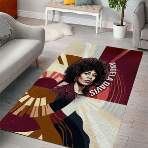 Angela Davis Black History Rights Activism Area Rug Abstract Geometric Pop Art Retro Civil Rights