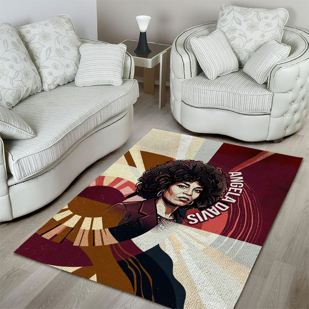Angela Davis Black History Rights Activism Area Rug Abstract Geometric Pop Art Retro Civil Rights