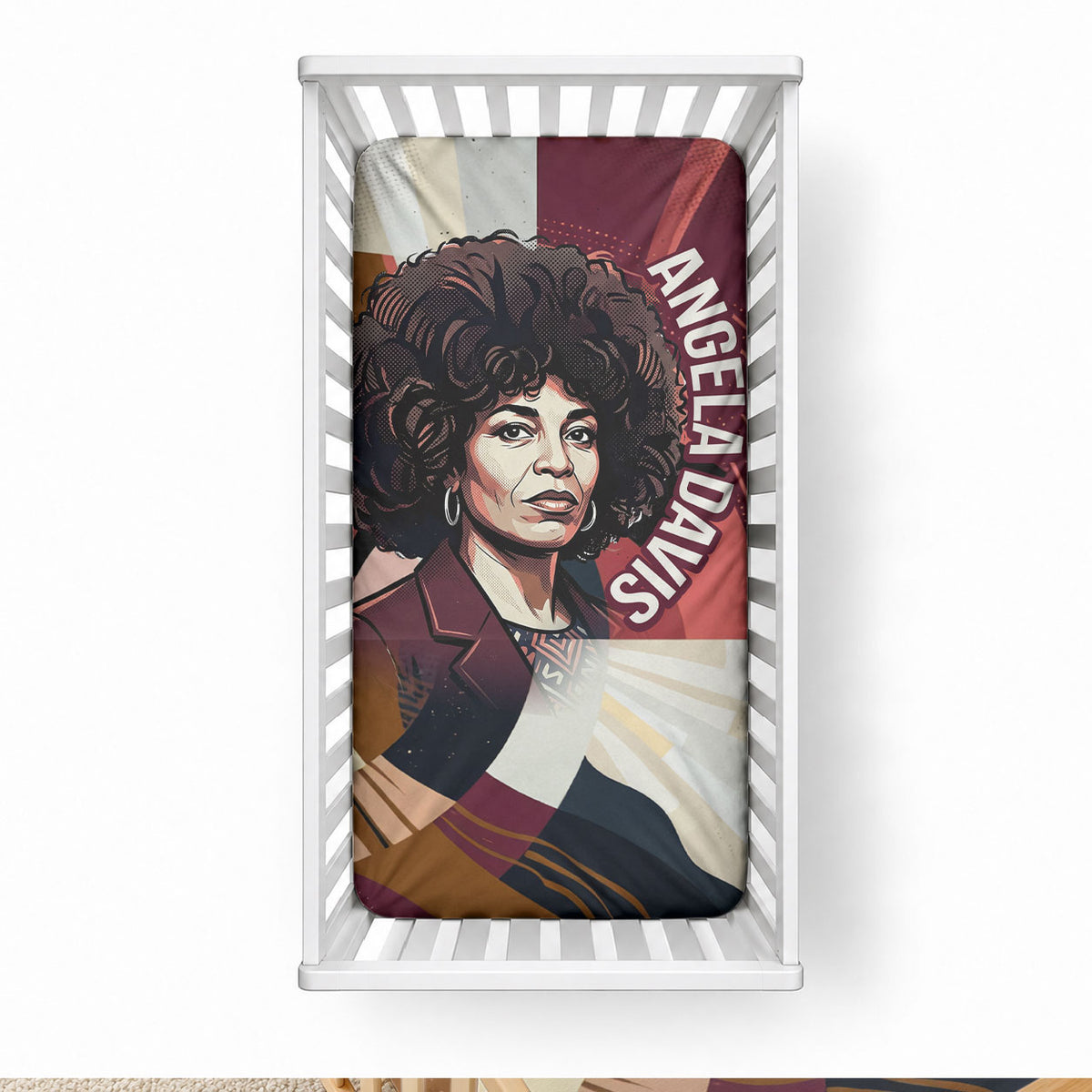 Angela Davis Black History Rights Activism Baby Bed Cover Abstract Geometric Pop Art Retro Civil Rights