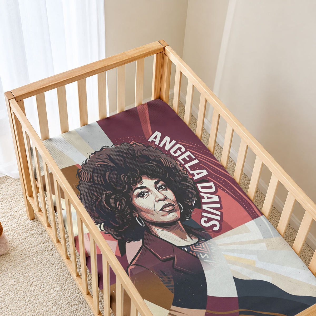 Angela Davis Black History Rights Activism Baby Bed Cover Abstract Geometric Pop Art Retro Civil Rights