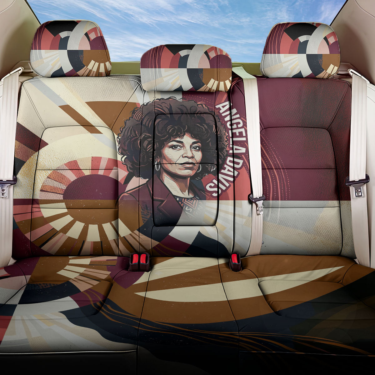 Angela Davis Black History Rights Activism Back Car Seat Cover Abstract Geometric Pop Art Retro Civil Rights