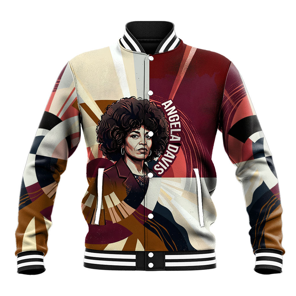 Angela Davis Black History Rights Activism Baseball Jacket Abstract Geometric Pop Art Retro Civil Rights