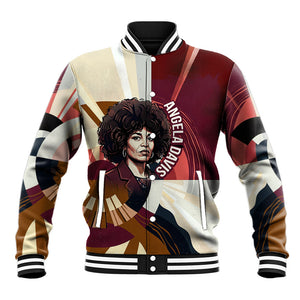 Angela Davis Black History Rights Activism Baseball Jacket Abstract Geometric Pop Art Retro Civil Rights