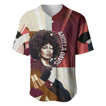 Angela Davis Black History Rights Activism Baseball Jersey Abstract Geometric Pop Art Retro Civil Rights