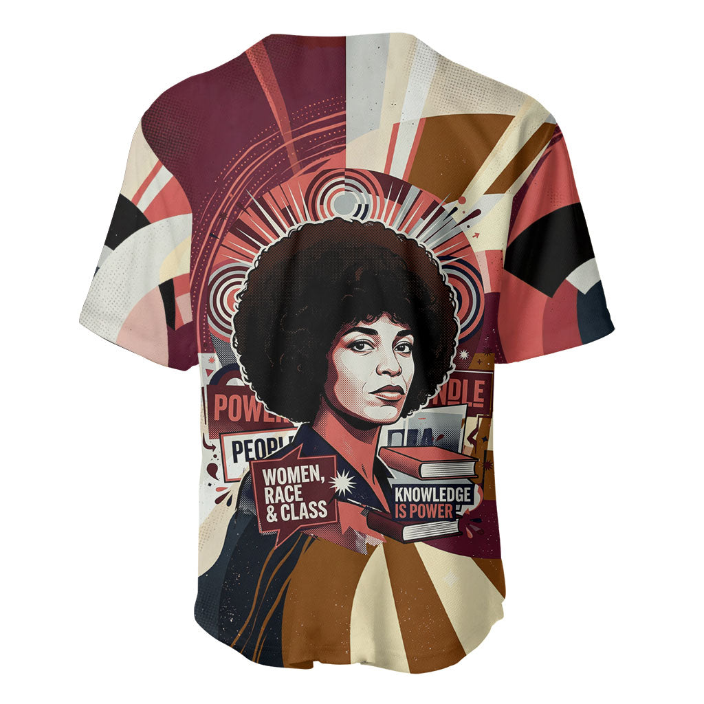 Angela Davis Black History Rights Activism Baseball Jersey Abstract Geometric Pop Art Retro Civil Rights