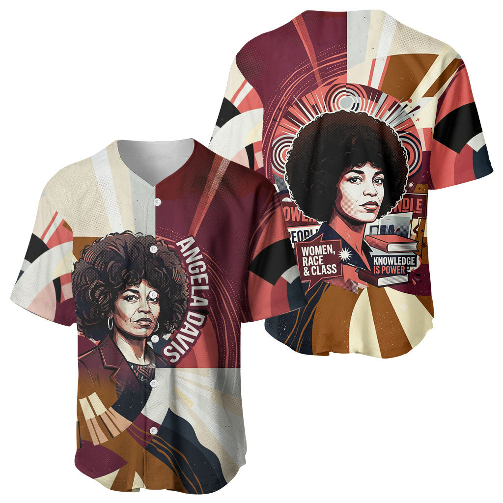 Angela Davis Black History Rights Activism Baseball Jersey Abstract Geometric Pop Art Retro Civil Rights