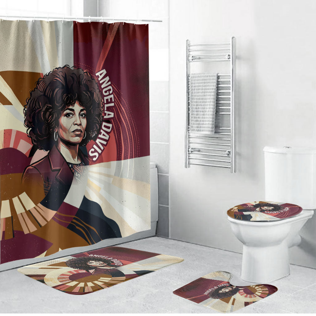 Angela Davis Black History Rights Activism Bathroom Set Abstract Geometric Pop Art Retro Civil Rights