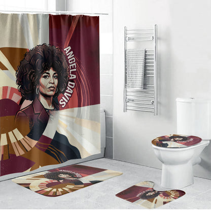 Angela Davis Black History Rights Activism Bathroom Set Abstract Geometric Pop Art Retro Civil Rights