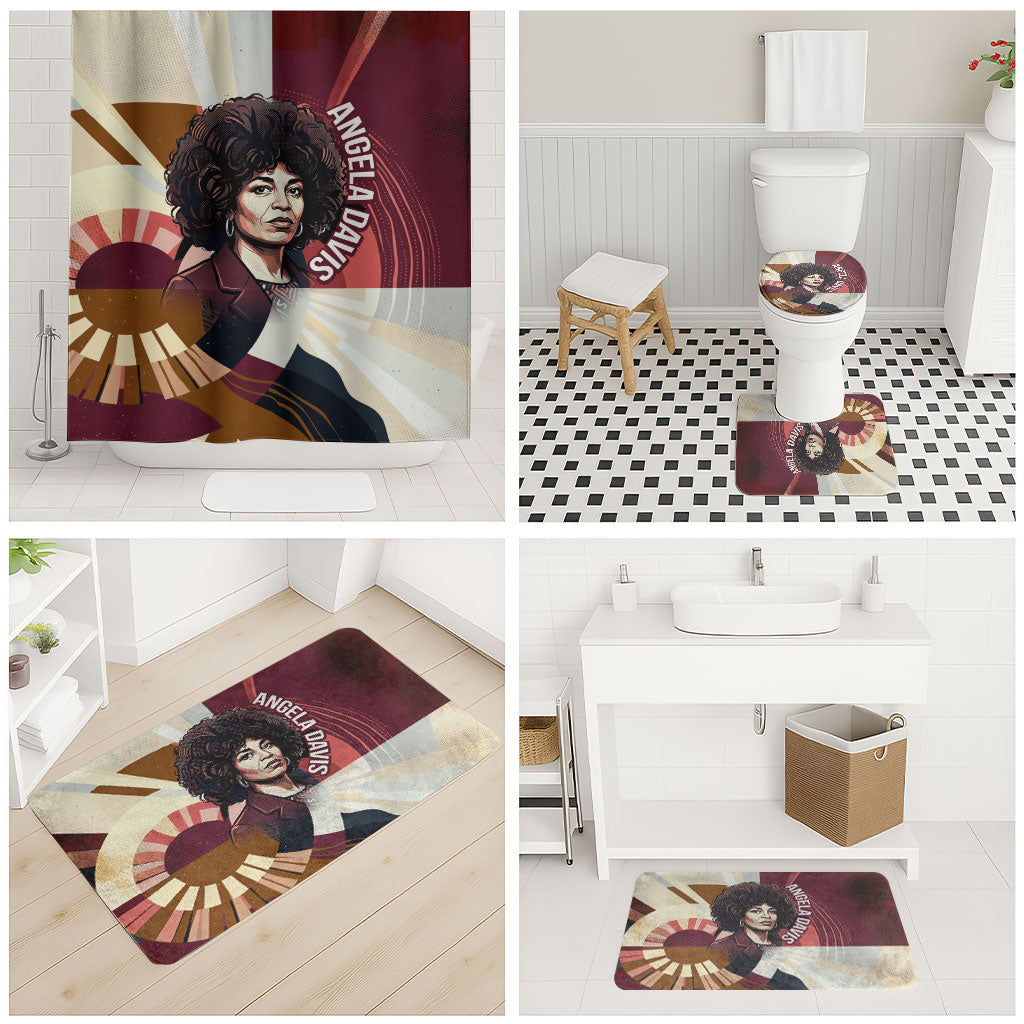 Angela Davis Black History Rights Activism Bathroom Set Abstract Geometric Pop Art Retro Civil Rights