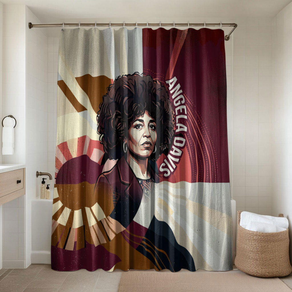 Angela Davis Black History Rights Activism Bathroom Set Abstract Geometric Pop Art Retro Civil Rights