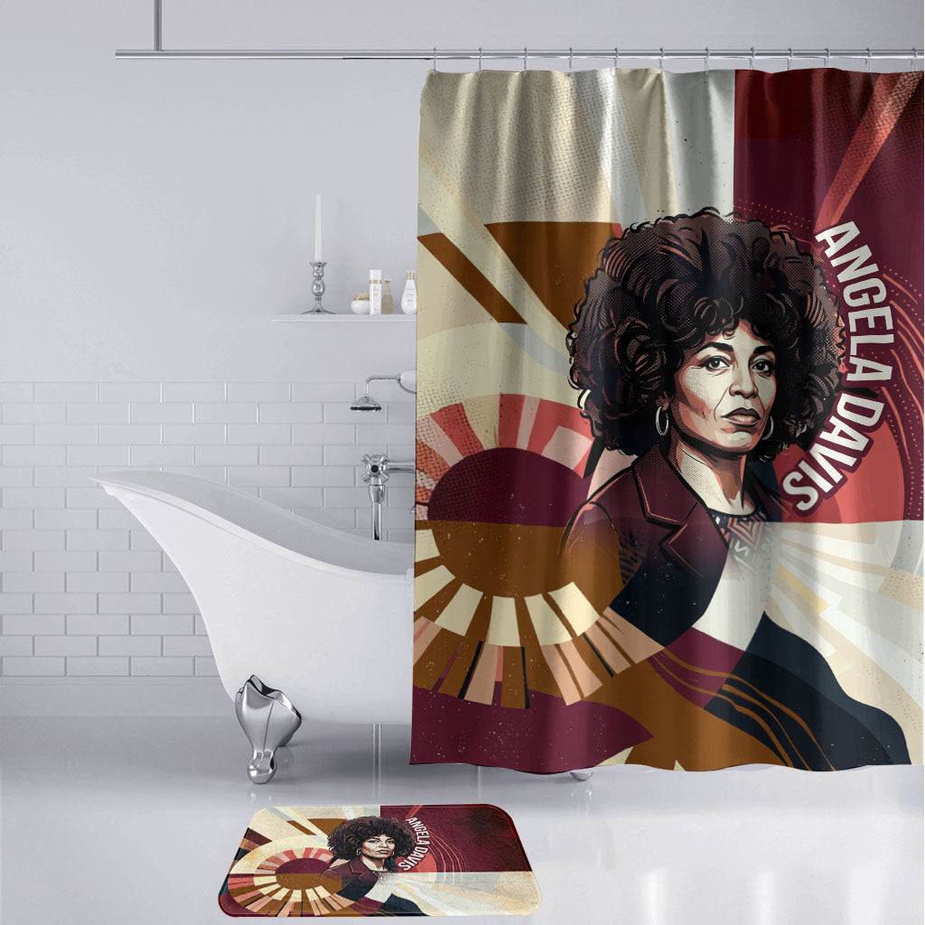 Angela Davis Black History Rights Activism Bathroom Set Abstract Geometric Pop Art Retro Civil Rights
