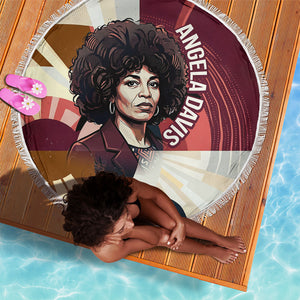 Angela Davis Black History Rights Activism Beach Blanket Abstract Geometric Pop Art Retro Civil Rights
