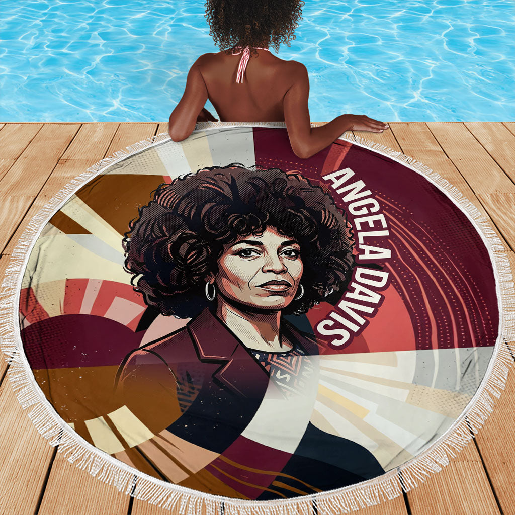 Angela Davis Black History Rights Activism Beach Blanket Abstract Geometric Pop Art Retro Civil Rights