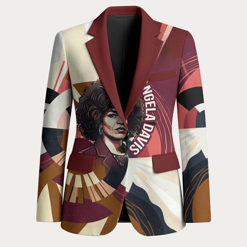 Angela Davis Black History Rights Activism Blazer Abstract Geometric Pop Art Retro Civil Rights