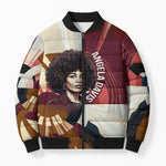 Angela Davis Black History Rights Activism Bomber Puffer Jacket Abstract Geometric Pop Art Retro Civil Rights