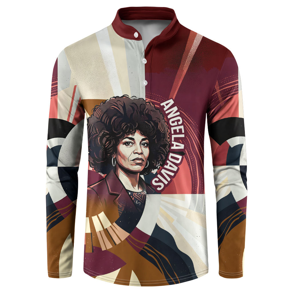 Angela Davis Black History Rights Activism Button Sweatshirt Abstract Geometric Pop Art Retro Civil Rights