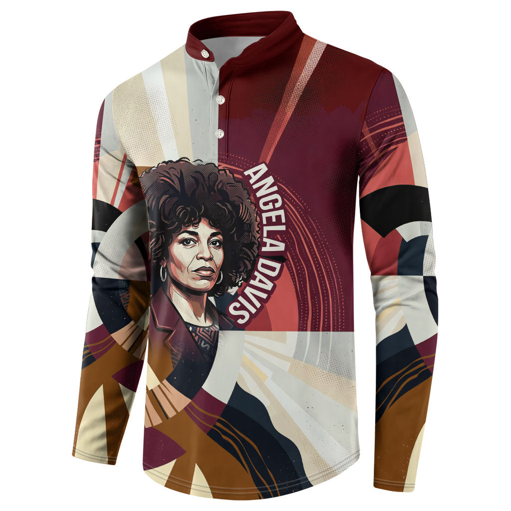 Angela Davis Black History Rights Activism Button Sweatshirt Abstract Geometric Pop Art Retro Civil Rights