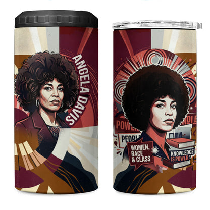 Angela Davis Black History Rights Activism 4 in 1 Can Cooler Tumbler Abstract Geometric Pop Art Retro Civil Rights