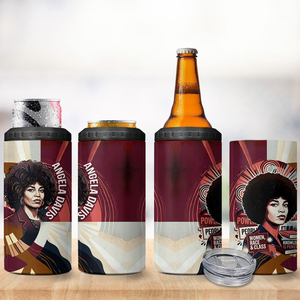 Angela Davis Black History Rights Activism 4 in 1 Can Cooler Tumbler Abstract Geometric Pop Art Retro Civil Rights