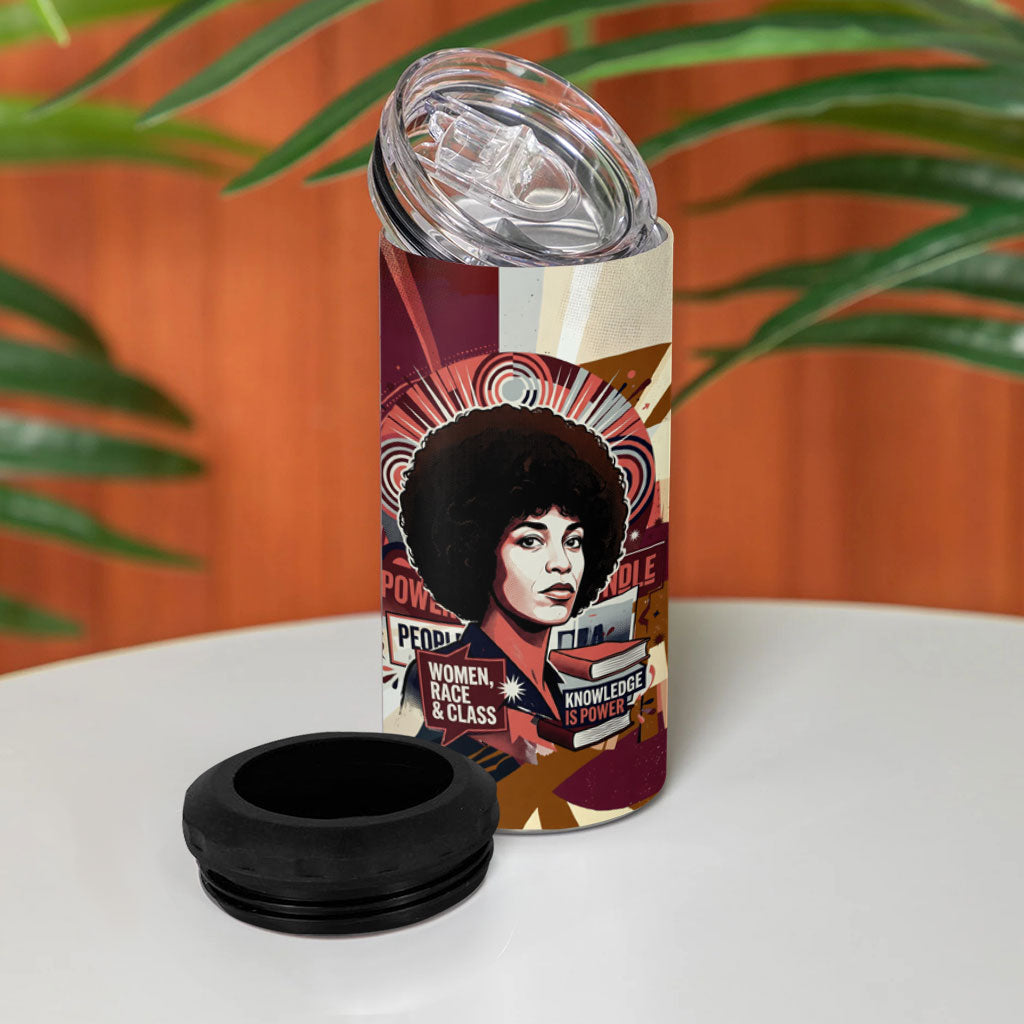 Angela Davis Black History Rights Activism 4 in 1 Can Cooler Tumbler Abstract Geometric Pop Art Retro Civil Rights