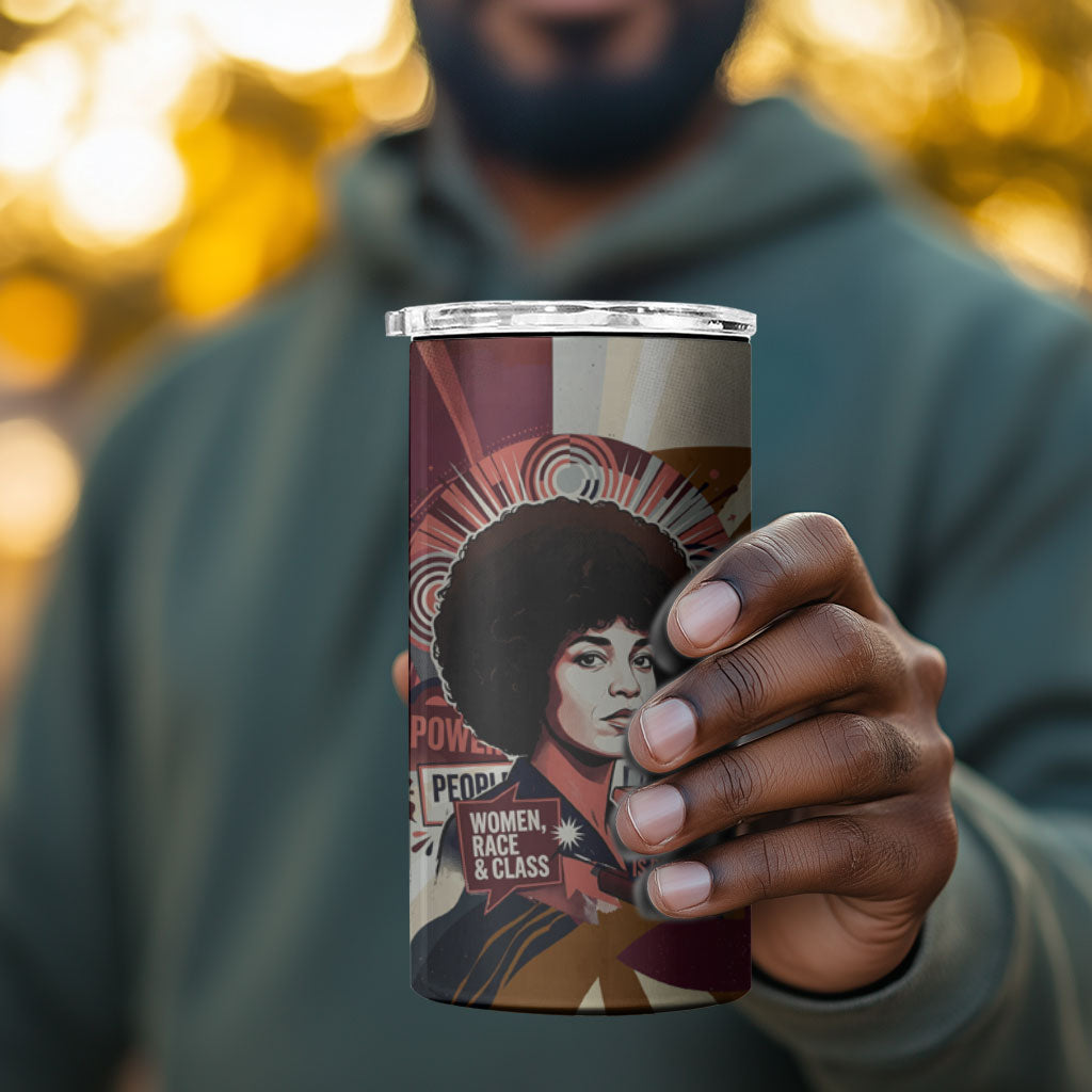 Angela Davis Black History Rights Activism 4 in 1 Can Cooler Tumbler Abstract Geometric Pop Art Retro Civil Rights