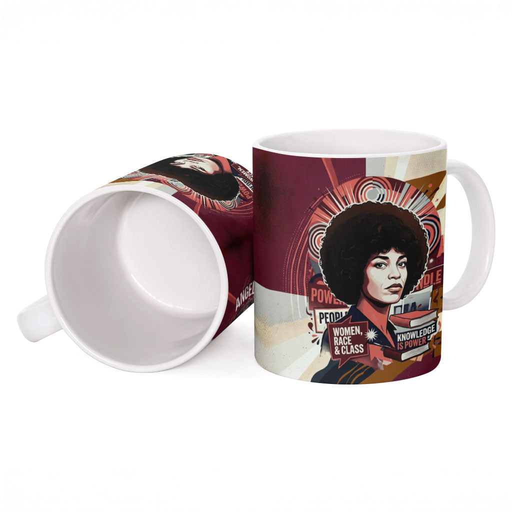 Angela Davis Black History Rights Activism Ceramic Mug Abstract Geometric Pop Art Retro Civil Rights