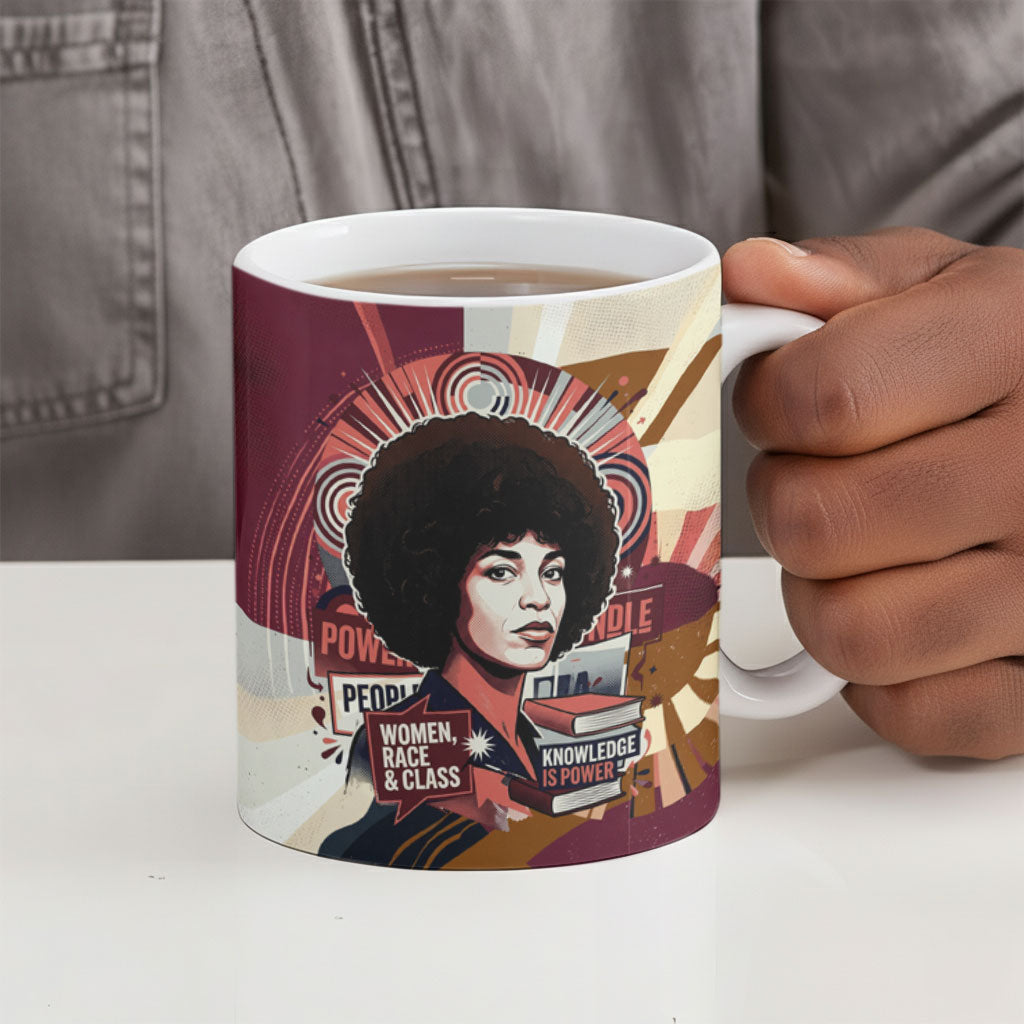 Angela Davis Black History Rights Activism Ceramic Mug Abstract Geometric Pop Art Retro Civil Rights